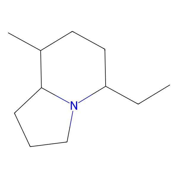 2D Structure of (5R,8R,8aS)-5-ethyl-8-methyl-1,2,3,5,6,7,8,8a-octahydroindolizine