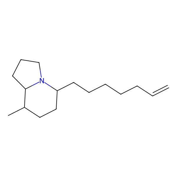 2D Structure of (5R,8R,8aS)-5-(Hept-6-en-1-yl)-8-methyloctahydroindolizine