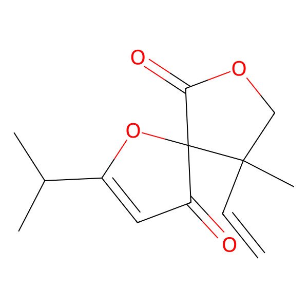 2D Structure of (5R,9S)-9-ethenyl-9-methyl-2-propan-2-yl-1,7-dioxaspiro[4.4]non-2-ene-4,6-dione