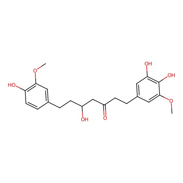 2D Structure of (5S)-1-(3,4-dihydroxy-5-methoxyphenyl)-5-hydroxy-7-(4-hydroxy-3-methoxyphenyl)heptan-3-one