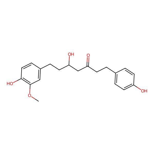 2D Structure of (5S)-5-hydroxy-7-(4-hydroxy-3-methoxyphenyl)-1-(4-hydroxyphenyl)heptan-3-one
