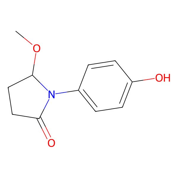 2D Structure of (5S)-1-(4-hydroxyphenyl)-5-methoxypyrrolidin-2-one