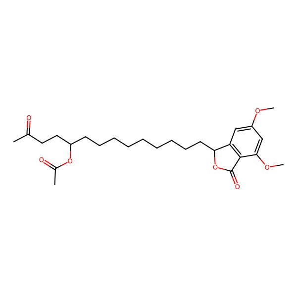 2D Structure of [(5S)-14-[(1S)-4,6-dimethoxy-3-oxo-1H-2-benzofuran-1-yl]-2-oxotetradecan-5-yl] acetate