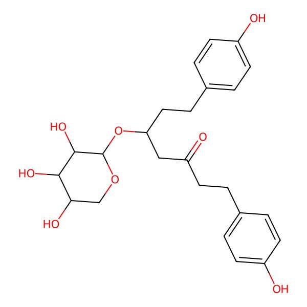 2D Structure of (5S)-1,7-bis(4-hydroxyphenyl)-5-[(2S,3R,4R,5S)-3,4,5-trihydroxyoxan-2-yl]oxyheptan-3-one