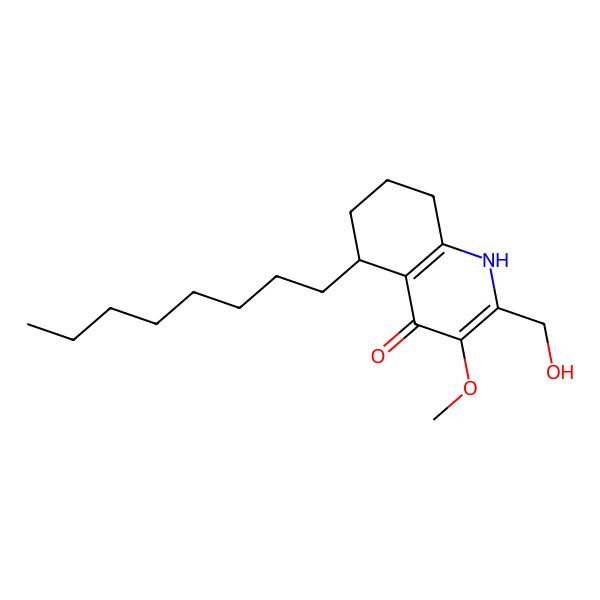 2D Structure of (5S)-2-(hydroxymethyl)-3-methoxy-5-octyl-5,6,7,8-tetrahydro-1H-quinolin-4-one