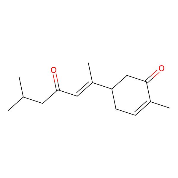 2D Structure of (5S)-2-methyl-5-[(E)-6-methyl-4-oxohept-2-en-2-yl]cyclohex-2-en-1-one