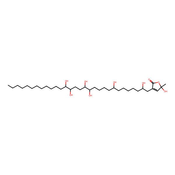 2D Structure of (5S)-3-[(2R,8R,13R,14S,17R,18S)-2,8,13,14,17,18-hexahydroxytriacontyl]-5-hydroxy-5-methylfuran-2-one