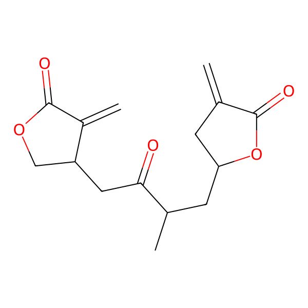 2D Structure of (5S)-3-methylidene-5-[(2S)-2-methyl-4-[(3R)-4-methylidene-5-oxooxolan-3-yl]-3-oxobutyl]oxolan-2-one
