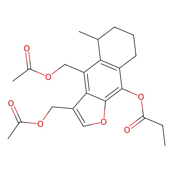 2D Structure of [(5S)-3,4-bis(acetyloxymethyl)-5-methyl-5,6,7,8-tetrahydrobenzo[f][1]benzofuran-9-yl] propanoate