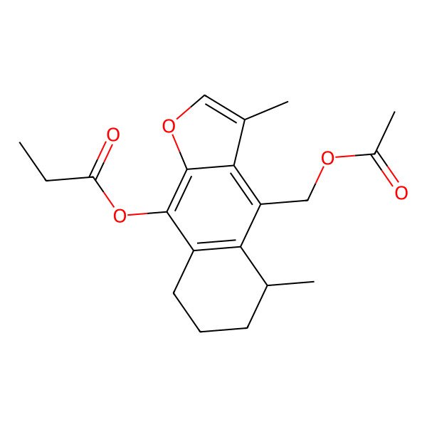 2D Structure of [(5S)-4-(acetyloxymethyl)-3,5-dimethyl-5,6,7,8-tetrahydrobenzo[f][1]benzofuran-9-yl] propanoate