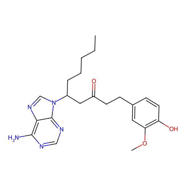 2D Structure of (5S)-5-(6-aminopurin-9-yl)-1-(4-hydroxy-3-methoxyphenyl)decan-3-one