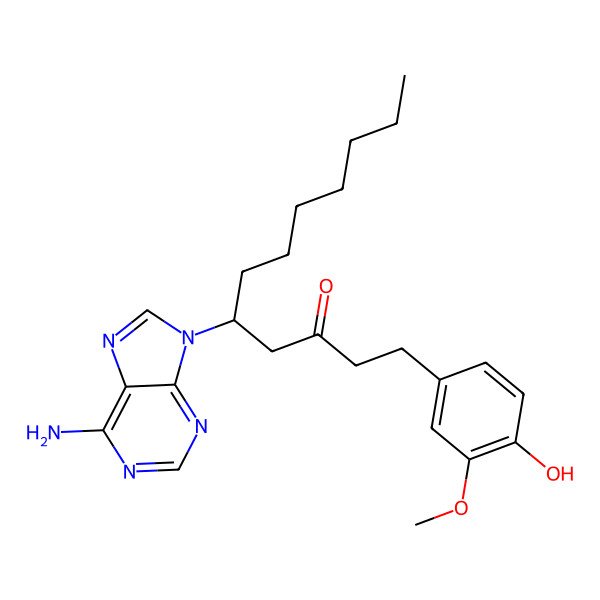 2D Structure of (5S)-5-(6-aminopurin-9-yl)-1-(4-hydroxy-3-methoxyphenyl)dodecan-3-one 2D Structure of (5S)-5-(6-aminopurin-9-yl)-1-(4-hydroxy-3-methoxyphenyl)dodecan-3-one