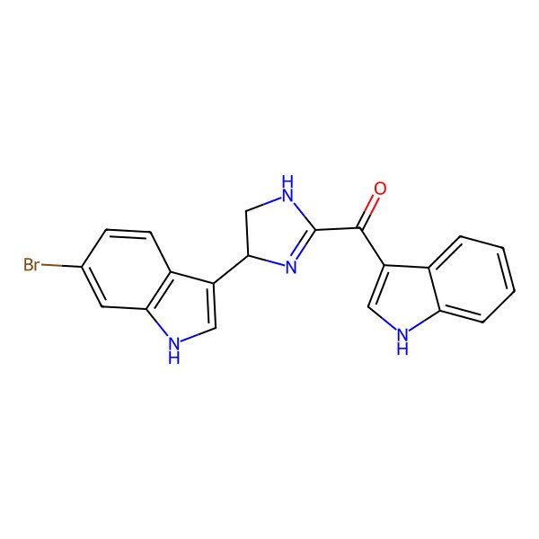2D Structure of [(5S)-5-(6-Bromo-1H-indol-3-yl)-4,5-dihydro-1H-imidazol-2-yl]-(1H-indol-3-yl)methanone