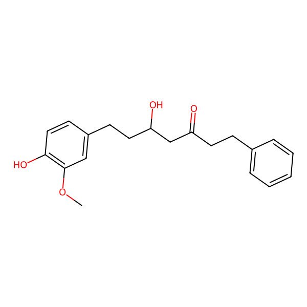 2D Structure of (5S)-5-hydroxy-7-(4-hydroxy-3-methoxyphenyl)-1-phenylheptan-3-one