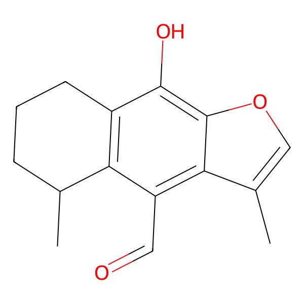 2D Structure of (5S)-9-hydroxy-3,5-dimethyl-5,6,7,8-tetrahydrobenzo[f][1]benzofuran-4-carbaldehyde