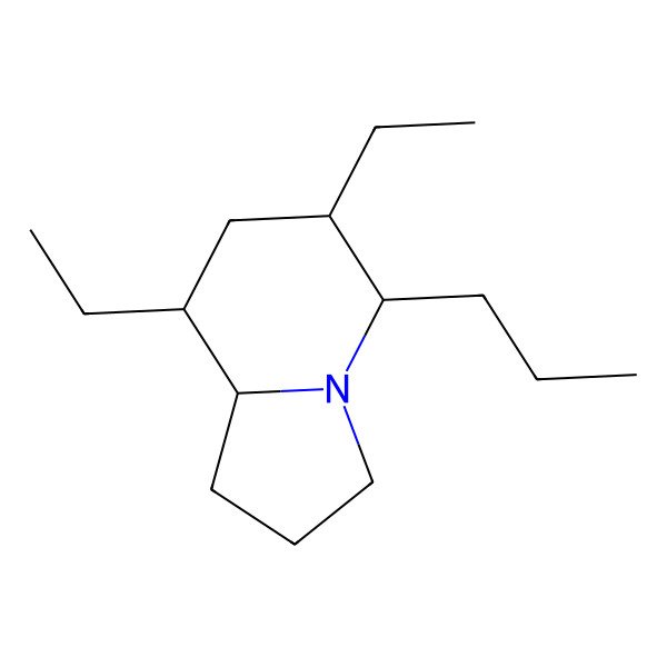 2D Structure of (5S,6R,8S,8aR)-6,8-diethyl-5-propyl-1,2,3,5,6,7,8,8a-octahydroindolizine