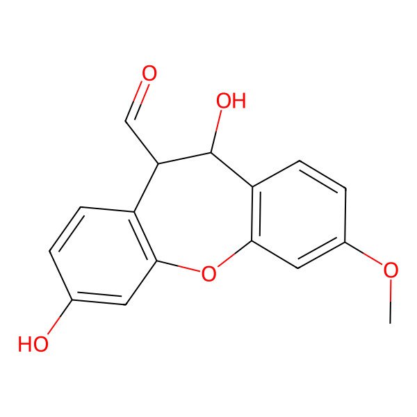 2D Structure of (5S,6S)-5,9-dihydroxy-2-methoxy-5,6-dihydrobenzo[b][1]benzoxepine-6-carbaldehyde