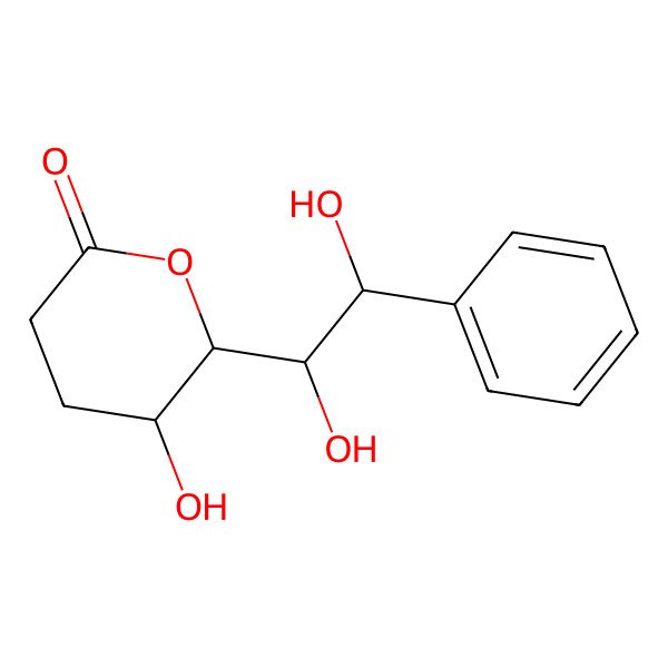2D Structure of (5S,6S)-6-[(1S,2S)-1,2-dihydroxy-2-phenylethyl]-5-hydroxyoxan-2-one