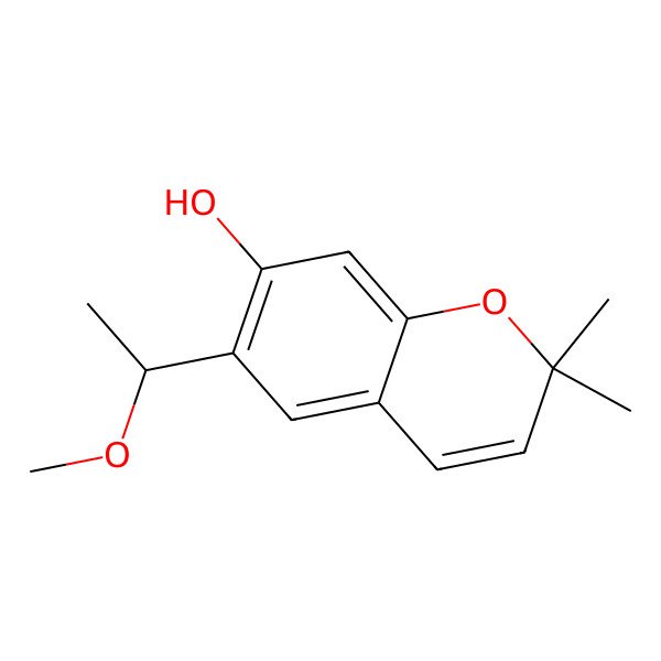 2D Structure of 6-(1-Methoxyethyl)-2,2-dimethylchromen-7-ol