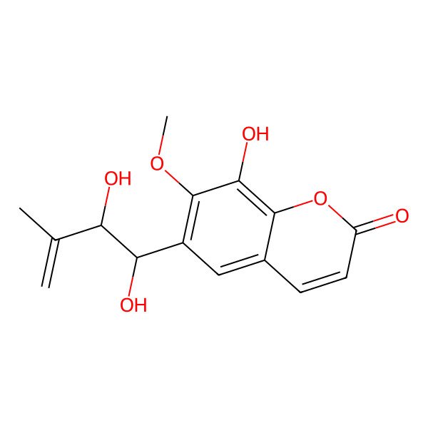 2D Structure of 6-(1,2-Dihydroxy-3-methylbut-3-enyl)-8-hydroxy-7-methoxychromen-2-one