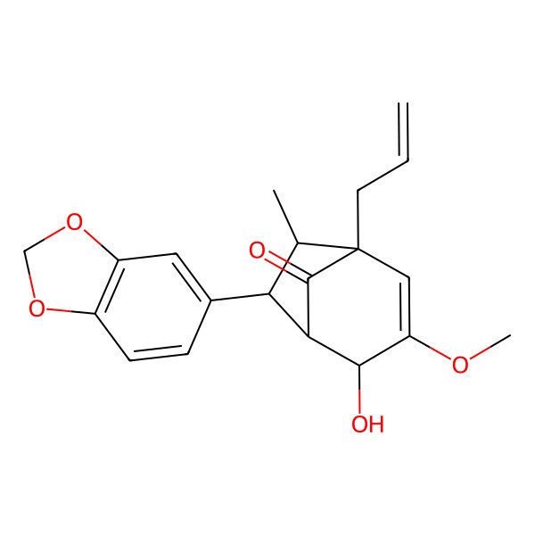2D Structure of 6-(1,3-Benzodioxol-5-yl)-4-hydroxy-3-methoxy-7-methyl-1-prop-2-enylbicyclo[3.2.1]oct-2-en-8-one