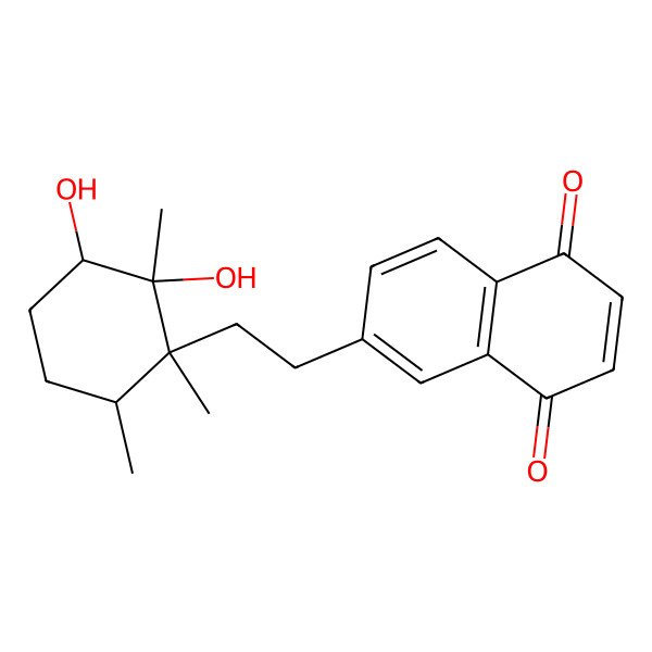 2D Structure of 6-[2-[(1S,2S,3R,6R)-2,3-dihydroxy-1,2,6-trimethyl-cyclohexyl]ethyl]naphthalene-1,4-dione