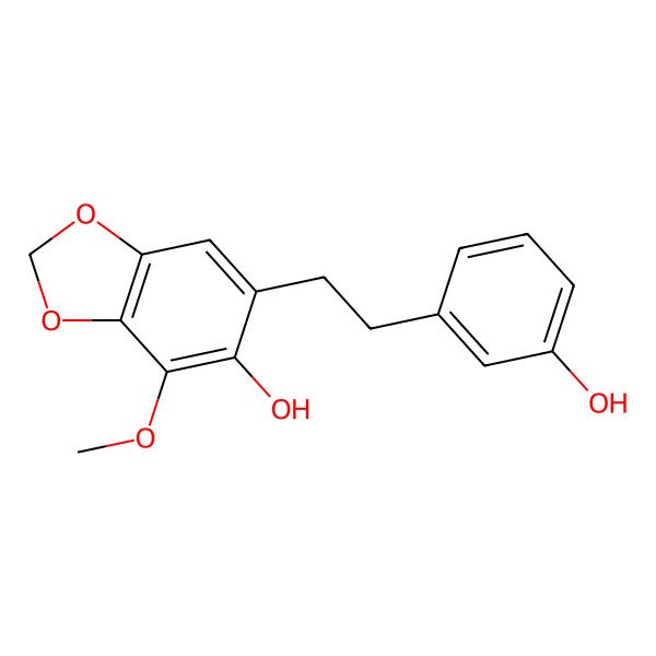 2D Structure of 6-[2-(3-Hydroxyphenyl)ethyl]-4-methoxy-1,3-benzodioxol-5-ol