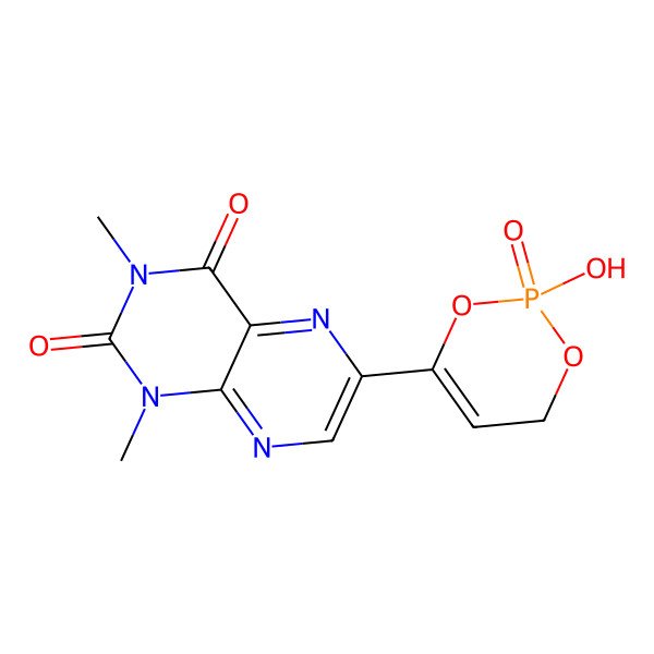 2D Structure of 6-(2-hydroxy-2-oxo-4H-1,3,2lambda5-dioxaphosphinin-6-yl)-1,3-dimethylpteridine-2,4-dione