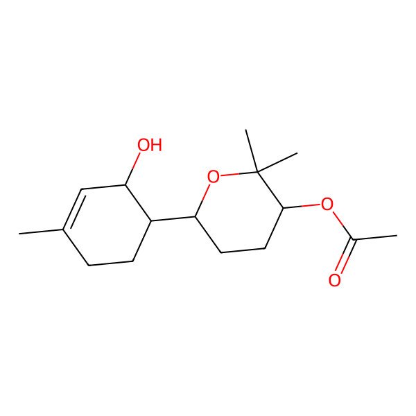 2D Structure of [6-(2-Hydroxy-4-methylcyclohex-3-en-1-yl)-2,2-dimethyloxan-3-yl] acetate