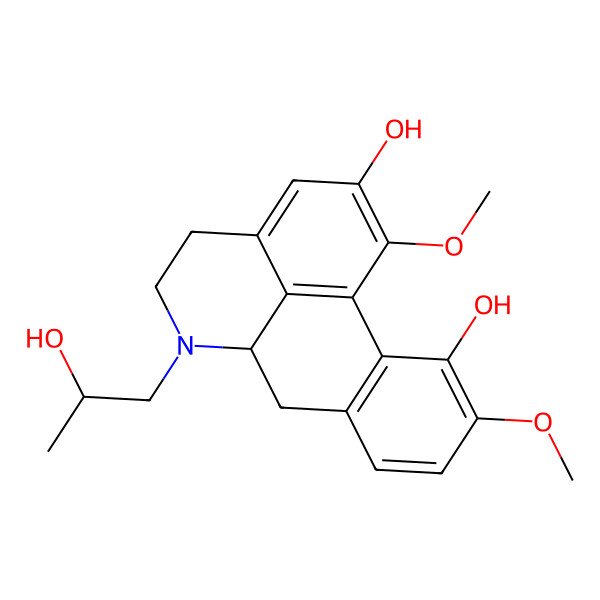 2D Structure of 6-(2-hydroxypropyl)-1,10-dimethoxy-5,6,6a,7-tetrahydro-4H-dibenzo[de,g]quinoline-2,11-diol