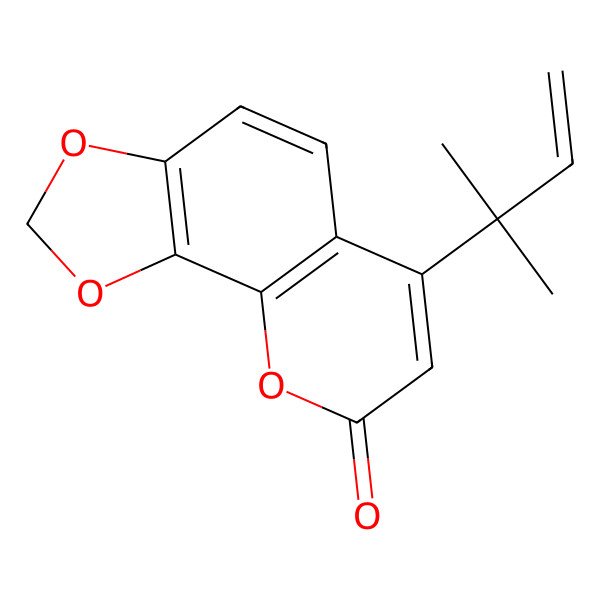 2D Structure of 6-(2-Methylbut-3-en-2-yl)-[1,3]dioxolo[4,5-h]chromen-8-one