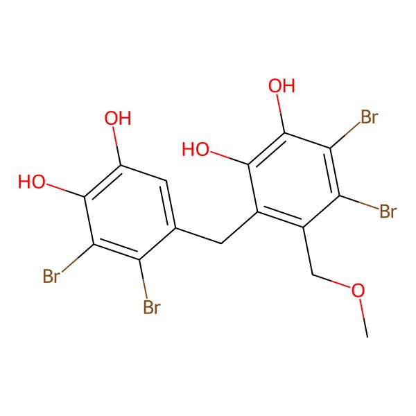 2D Structure of 6-(2,3-Dibromo-4,5-dihydroxybenzyl)-2,3-dibromo-4,5-dihydroxy benzyl methyl ether