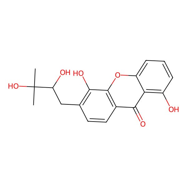 2D Structure of 6-(2,3-Dihydroxy-3-methylbutyl)-1,5-dihydroxyxanthen-9-one