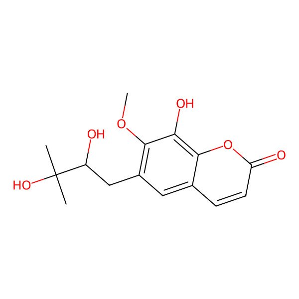 2D Structure of 6-(2,3-Dihydroxy-3-methylbutyl)-8-hydroxy-7-methoxychromen-2-one