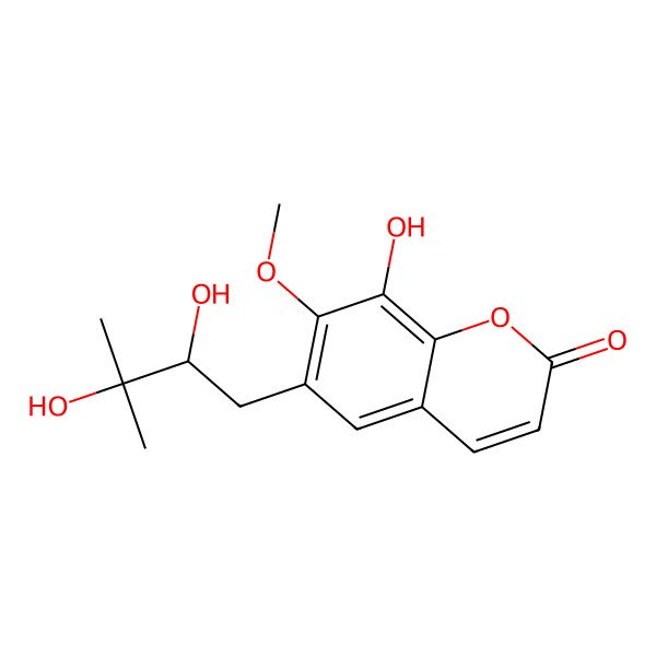 2D Structure of 6-(2,3-Dihydroxy-3-methylbutyl)-8-hydroxy-7-methoxychromen-2-one 2D Structure of 6-(2,3-Dihydroxy-3-methylbutyl)-8-hydroxy-7-methoxychromen-2-one