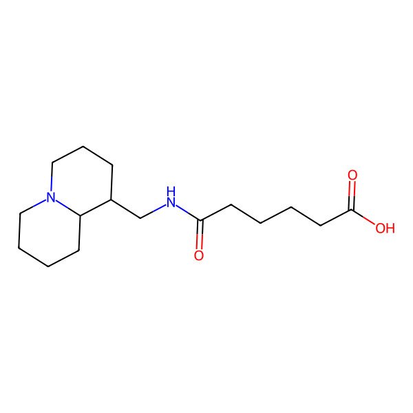 2D Structure of 6-(2,3,4,6,7,8,9,9a-octahydro-1H-quinolizin-1-ylmethylamino)-6-oxohexanoic acid