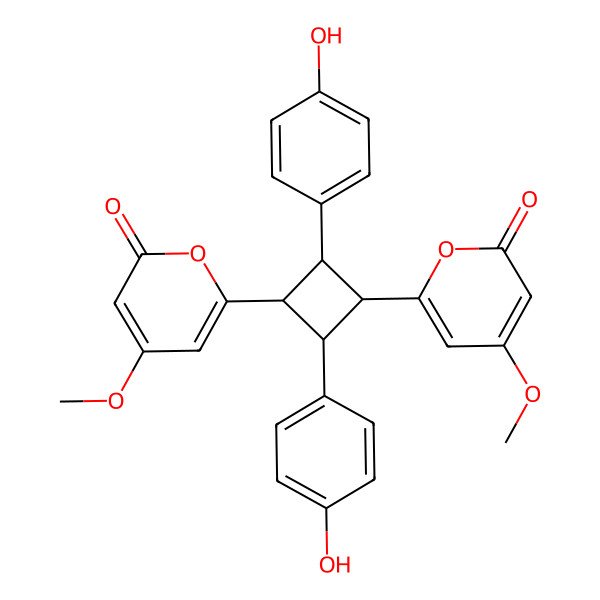 2D Structure of 6-[2,4-Bis(4-hydroxyphenyl)-3-(4-methoxy-6-oxopyran-2-yl)cyclobutyl]-4-methoxypyran-2-one