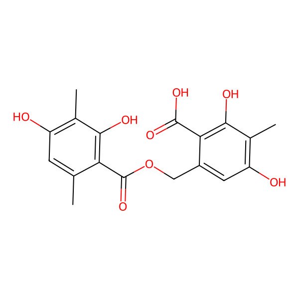 2D Structure of 6-[(2,4-Dihydroxy-3,6-dimethylbenzoyl)oxymethyl]-2,4-dihydroxy-3-methylbenzoic acid