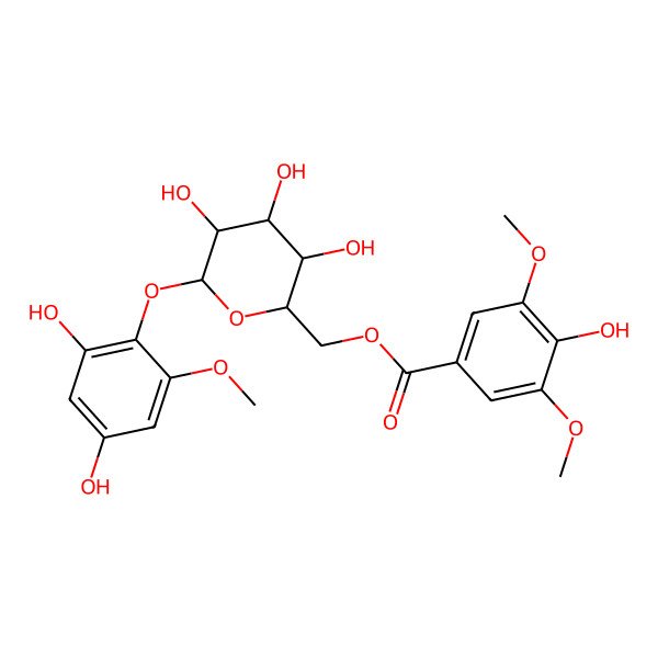 2D Structure of [6-(2,4-Dihydroxy-6-methoxyphenoxy)-3,4,5-trihydroxyoxan-2-yl]methyl 4-hydroxy-3,5-dimethoxybenzoate