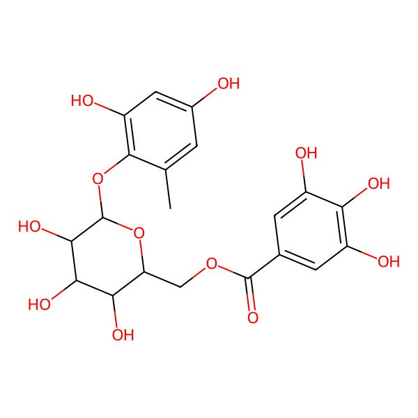2D Structure of [6-(2,4-Dihydroxy-6-methylphenoxy)-3,4,5-trihydroxyoxan-2-yl]methyl 3,4,5-trihydroxybenzoate