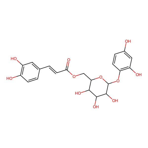 2D Structure of [6-(2,4-Dihydroxyphenoxy)-3,4,5-trihydroxyoxan-2-yl]methyl 3-(3,4-dihydroxyphenyl)prop-2-enoate