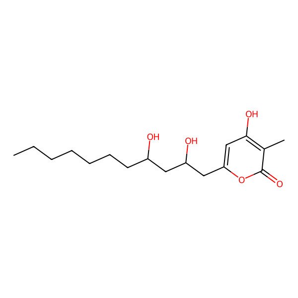 2D Structure of 6-(2,4-Dihydroxyundecyl)-4-hydroxy-3-methylpyran-2-one