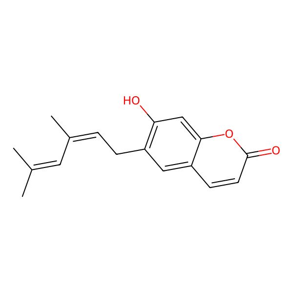 2D Structure of 6-[(2E)-3,5-dimethylhexa-2,4-dienyl]-7-hydroxychromen-2-one