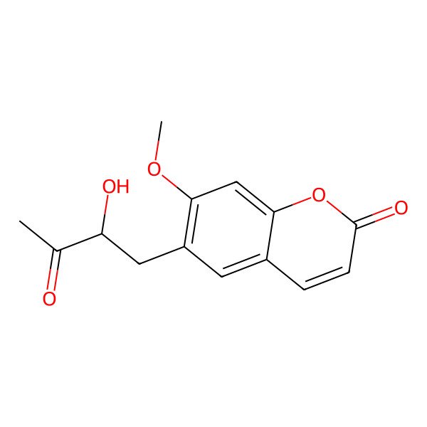 2D Structure of 6-[(2R)-2-hydroxy-3-oxobutyl]-7-methoxychromen-2-one