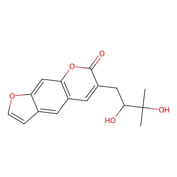 2D Structure of 6-[(2R)-2,3-dihydroxy-3-methylbutyl]furo[3,2-g]chromen-7-one