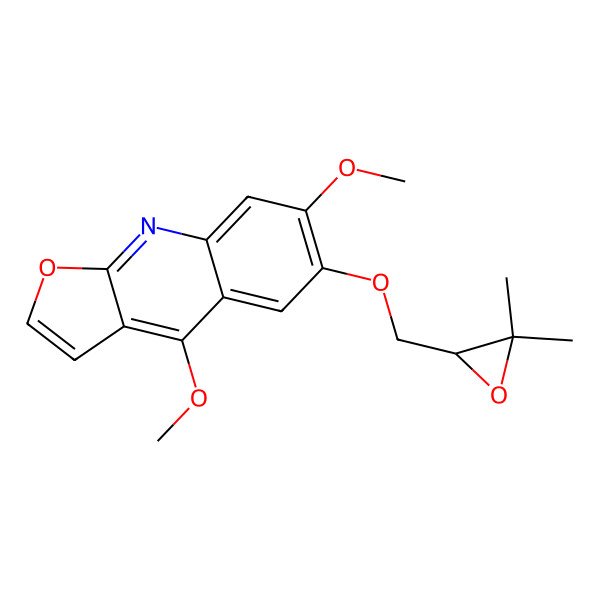 2D Structure of 6-[[(2R)-3,3-dimethyloxiran-2-yl]methoxy]-4,7-dimethoxyfuro[2,3-b]quinoline