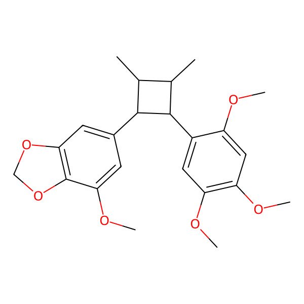 2D Structure of 6-[(2R,3S)-2,3-dimethyl-4-(2,4,5-trimethoxyphenyl)cyclobutyl]-4-methoxy-1,3-benzodioxole