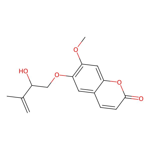 2D Structure of 6-[(2S)-2-hydroxy-3-methylbut-3-enoxy]-7-methoxychromen-2-one