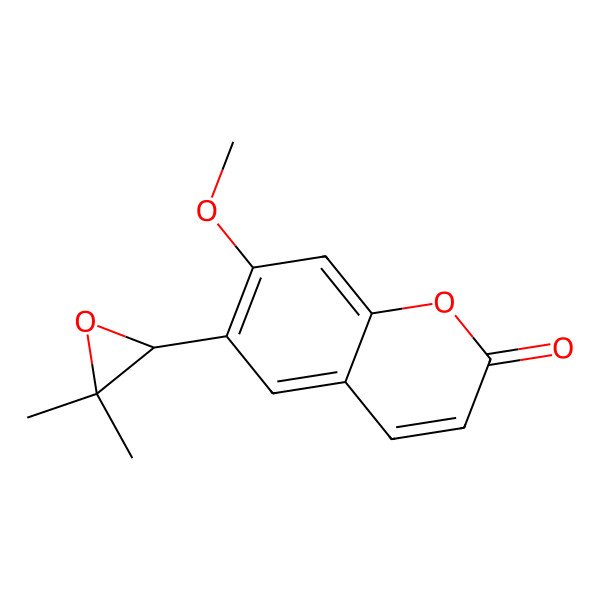 2D Structure of 6-[(2S)-3,3-dimethyloxiran-2-yl]-7-methoxychromen-2-one
