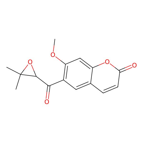2D Structure of 6-[(2S)-3,3-dimethyloxirane-2-carbonyl]-7-methoxychromen-2-one